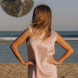 NWT Daily Drills Silky Mini Dress with Neck Tie